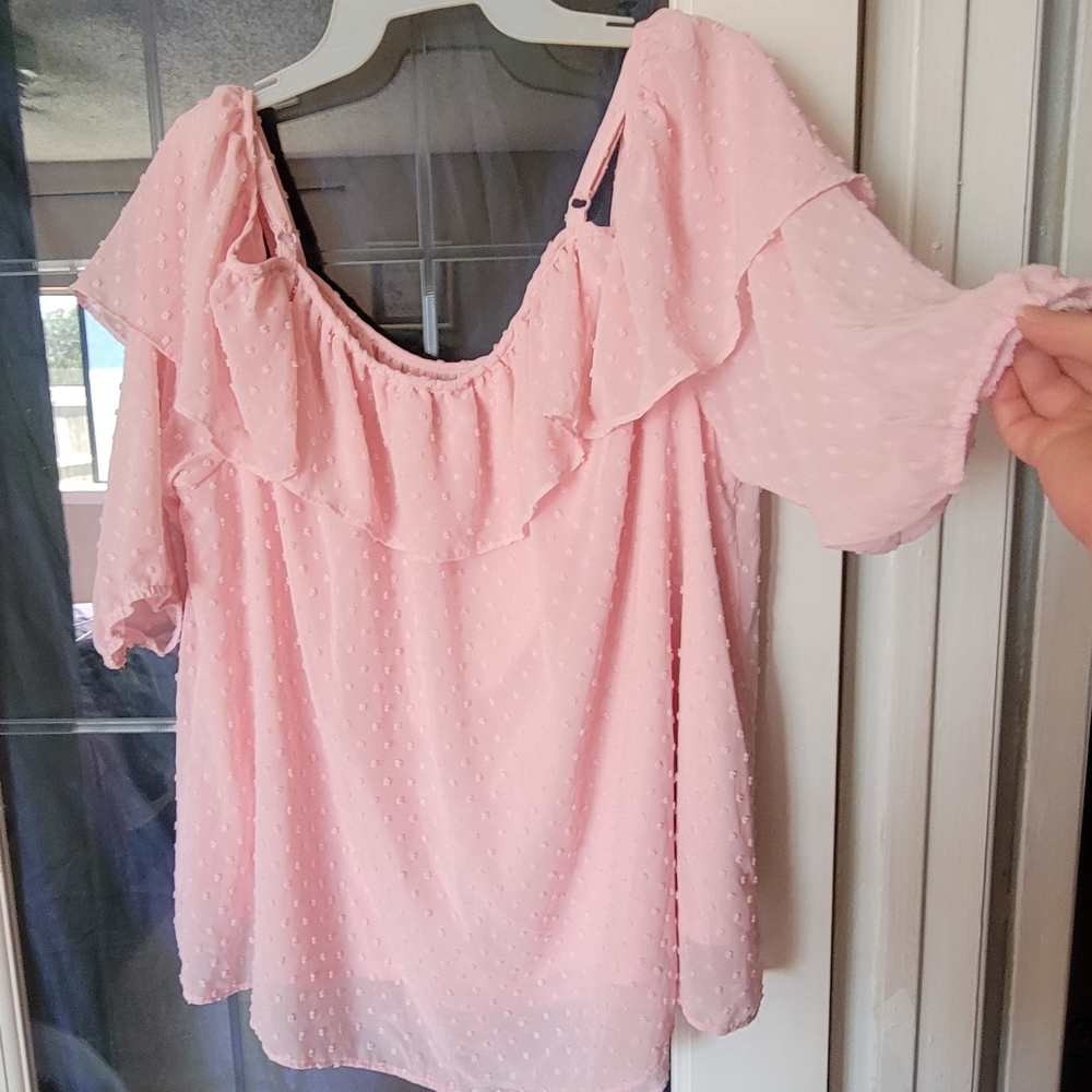 Women's Pink Ruffle Top